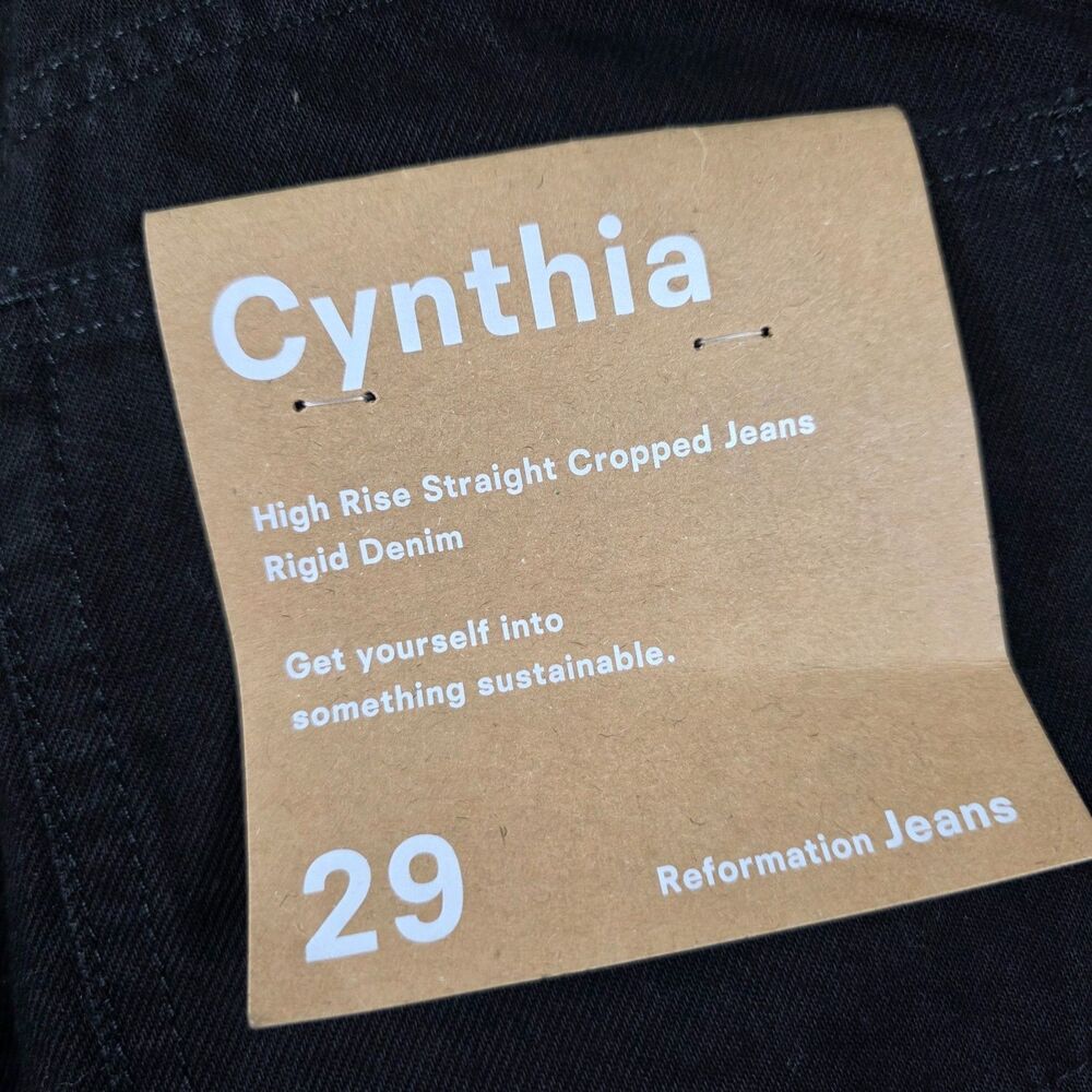 Reformation Cynthia Jeans Women's Black High-Rise Straight Cropped Denim SIze 29 - Picture 7 of 12